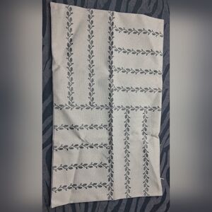 Slow Cow Embroidered Floral Sham Zip White Gray Cotton 20x12